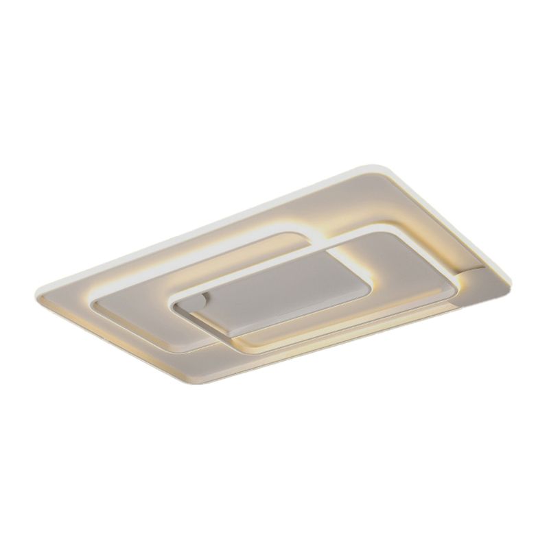 Metal Rectangle Flush Mount Fixture Modern Flush Light Fixture in White