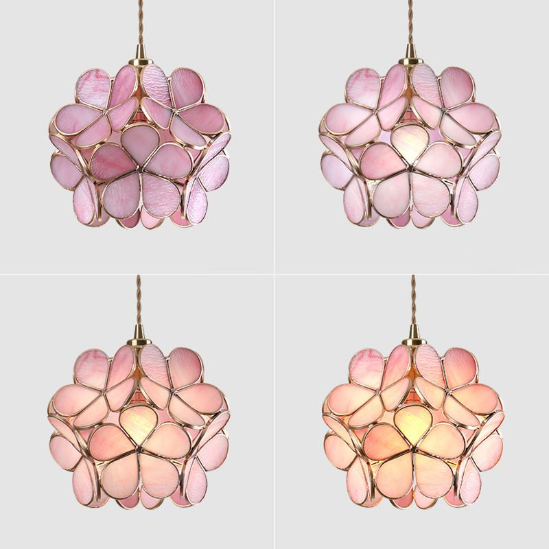 1 Light Flower Hanging Ceiling Light Nordic Style Metallic Down Lighting Pendant  for Restaurant