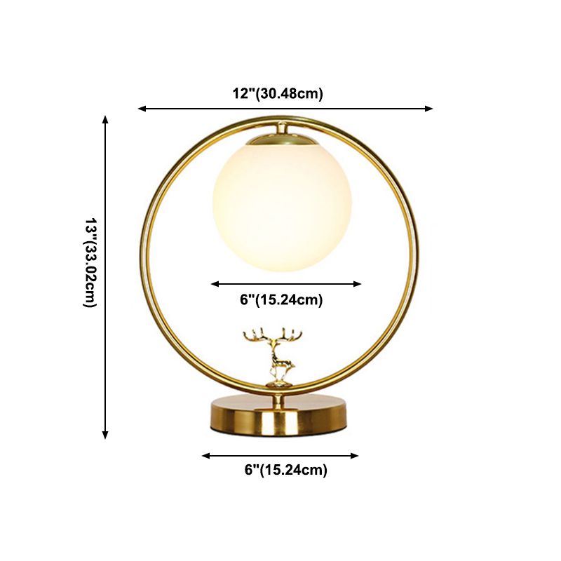 Modern Night Table Lamps Sphere Glass 1 Light Nightstand Lamp in Gold for Bedroom