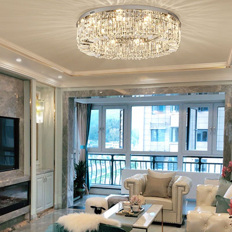 Modern Minimalist Ceiling Lamp Crystal Flush Mount Light Fixture for Bedroom