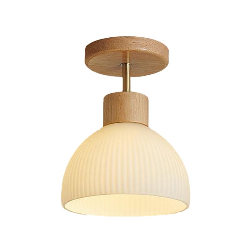 Wood Flush Mount Lighting Modern Glass Shaded Ceiling Light for Foyer