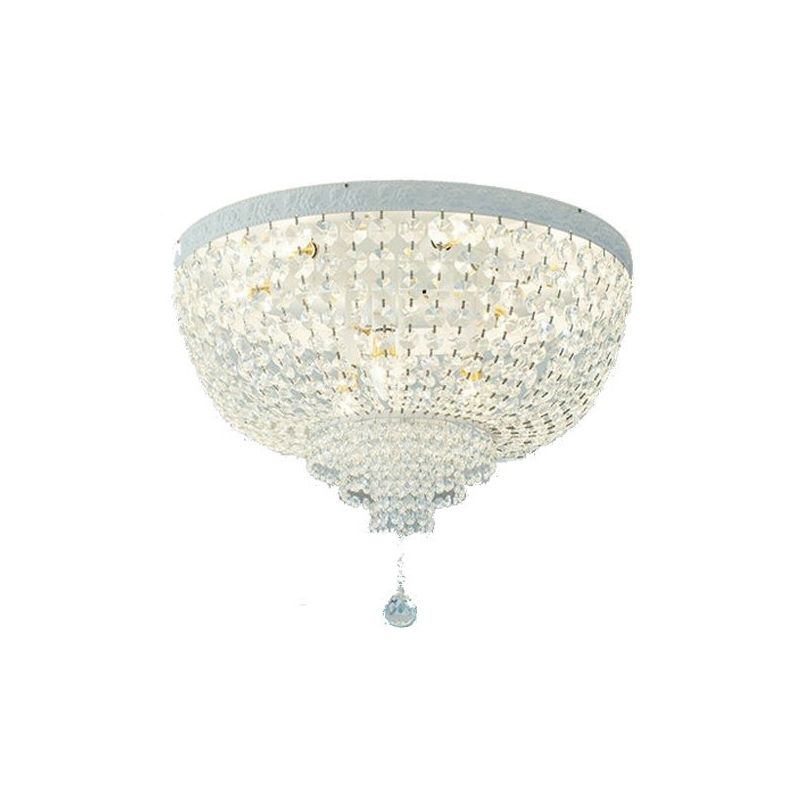 Beaded Flushmount Lighting Minimalist Clear Crystal 12"/16"/19.5" Wide 1 Light Ceiling Fixture for Living Room