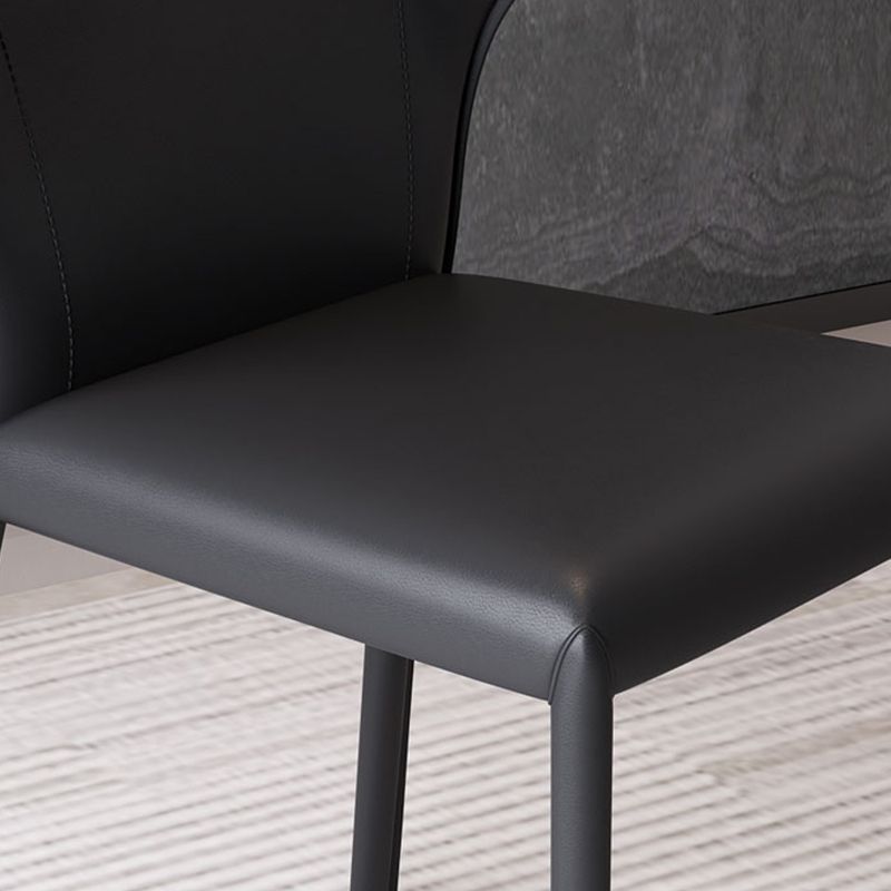 Modern Matte Finish Leather Side Chair with Wingback for Dining Room