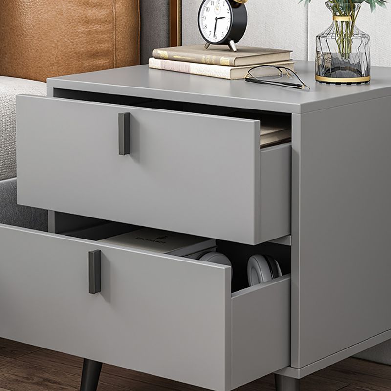 Drawer Storage Nightstand Contemporary Night Table with Legs in White/Gray