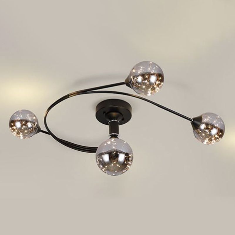 Metal Sputnik LED Semi Flush Mount in moderne beknopte stijl binnen plafondlicht met Globe Glass Shade