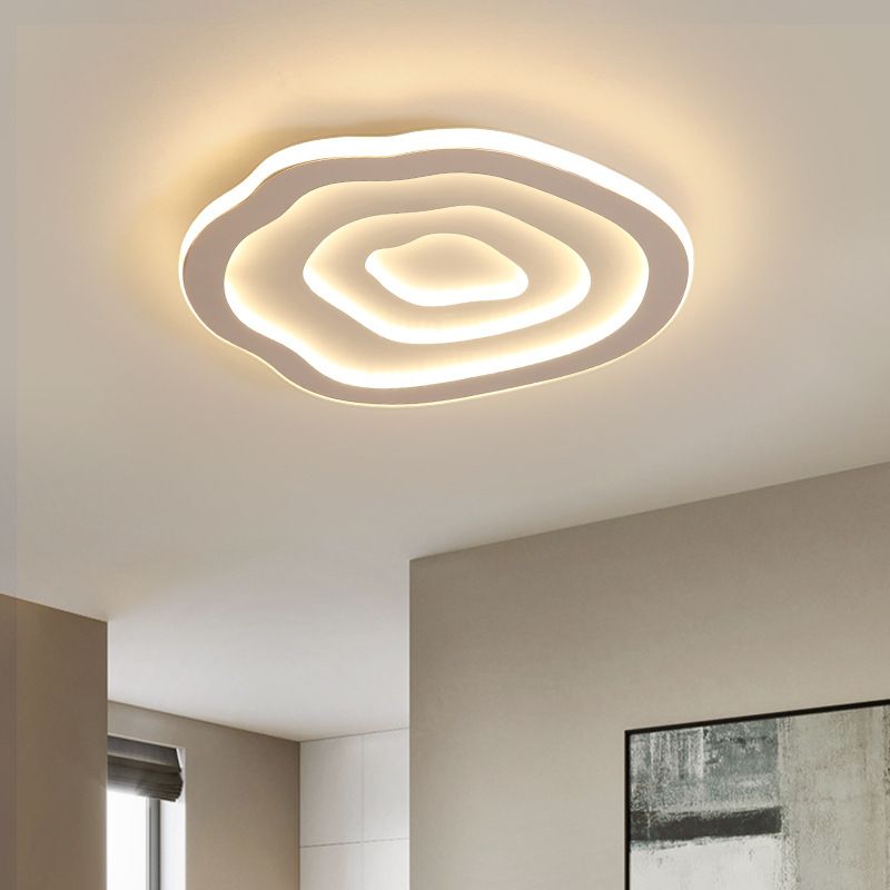 Modern Single White Flush Mount Lighting Unique LED Ceiling Light with Acrylic