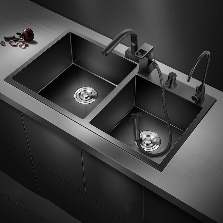 Modern Style Kitchen Sink Stainless Steel Overflow Hole Design Kitchen Double Sink