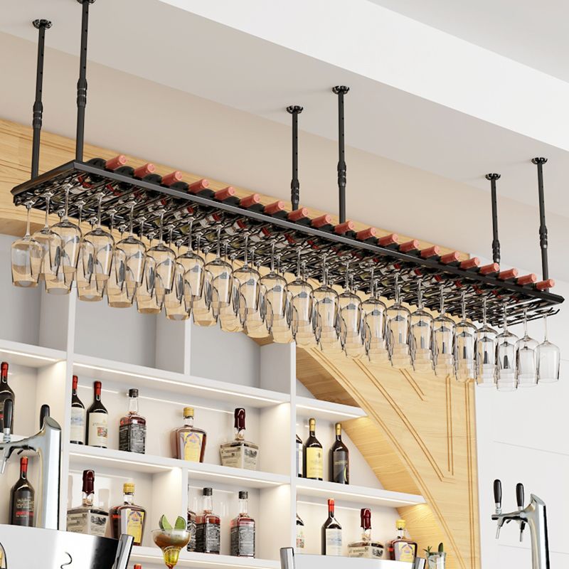 Industrial Metal Wine Bottle & Glass Rack Hanging Wine Rack Kit