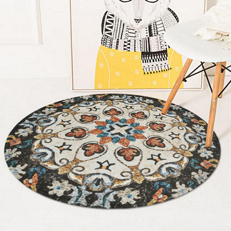 Alfombra vintage del suroeste de la alfombra tribal blanca y negra poliéster alfombra del área de respaldo sin deslizamiento para el dormitorio