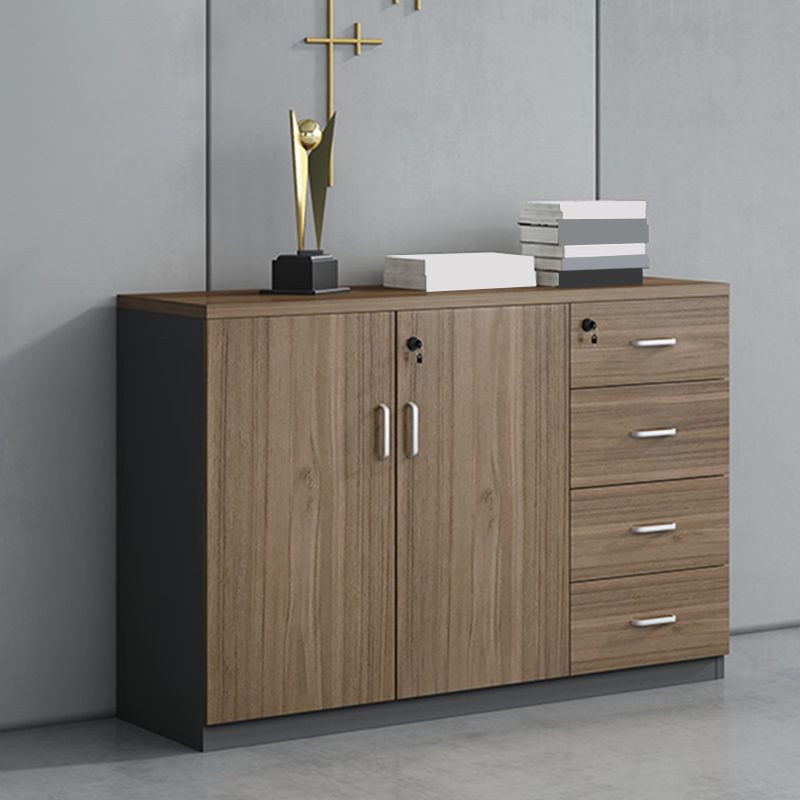 Walnut File Cabinet Storage Shelves Lateral File Cabinet with Locking Drawers