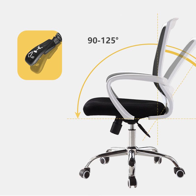 Modern Fixed Arms Office Chair Mid Back Swivel Lumbar Support Desk Chair