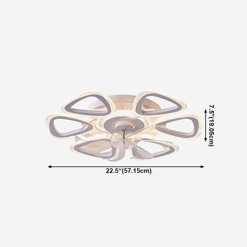 Nordic Metal Ceiling Fan Light Multi-Head Flush Mount Lighting with Plastic Fan Blade