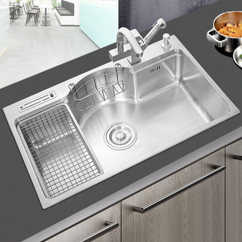 Stainless Steel 31" X 19" Kitchen Sink Single Bowl Drop-in Sink in Chrome and Black