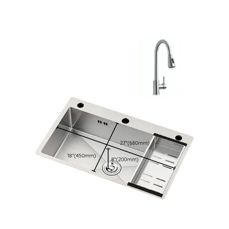 Modern Workstation Sink Stainless Steel with Basket Strainer and Faucet Kitchen Sink