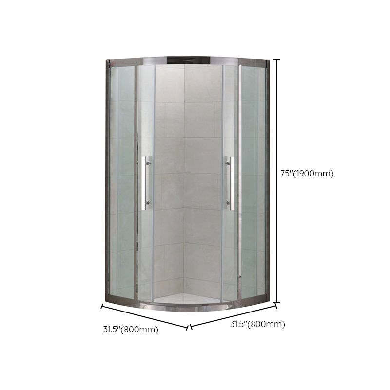 Shower Enclosure Semi-Frameless Double Sliding Neo-Angle Black  Door Handles Shower Stall