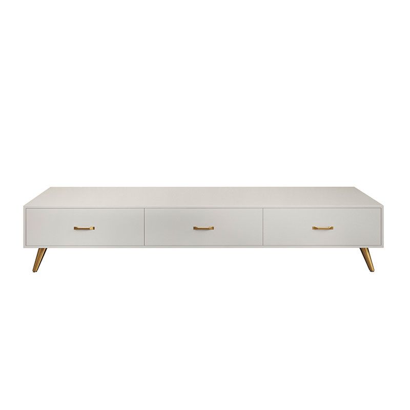 Modern TV Media Stand with Gold Metal Legs Stone Top Media Console with Drawers