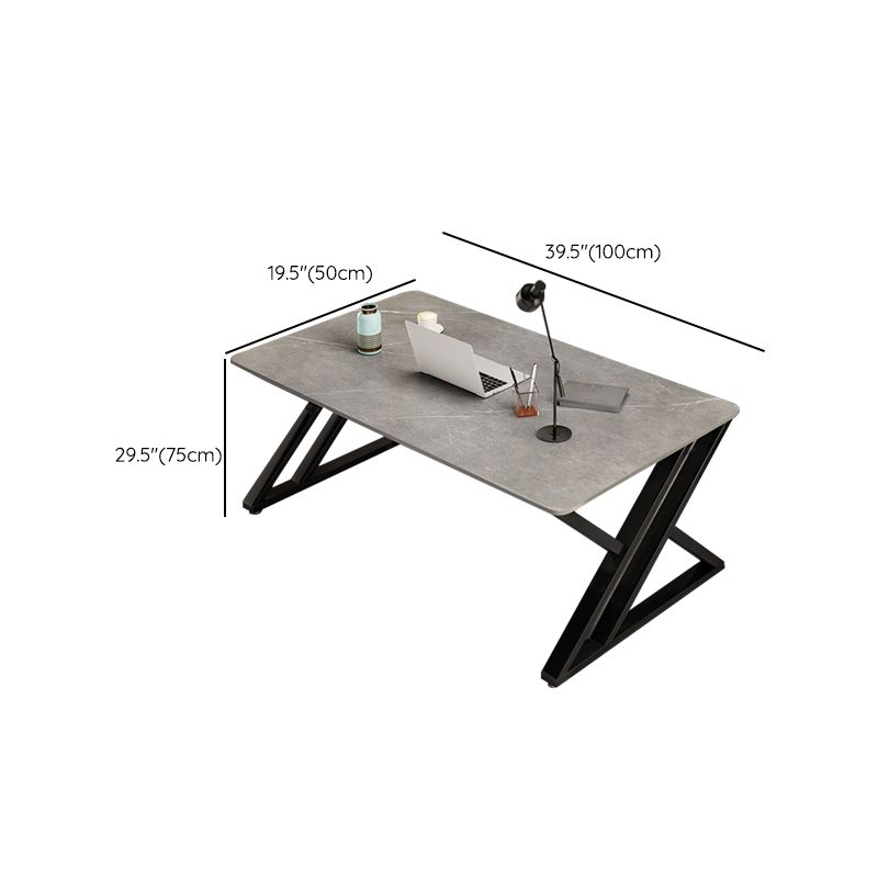 Stone Rectangular Writing Desk Industrial 29.53" Tall Office Desk with Sled Base