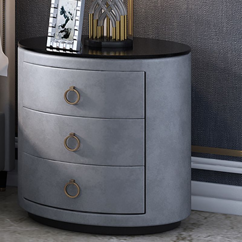 Contemporary Accent Table Nightstand Glass Nightstand with 3 Drawers