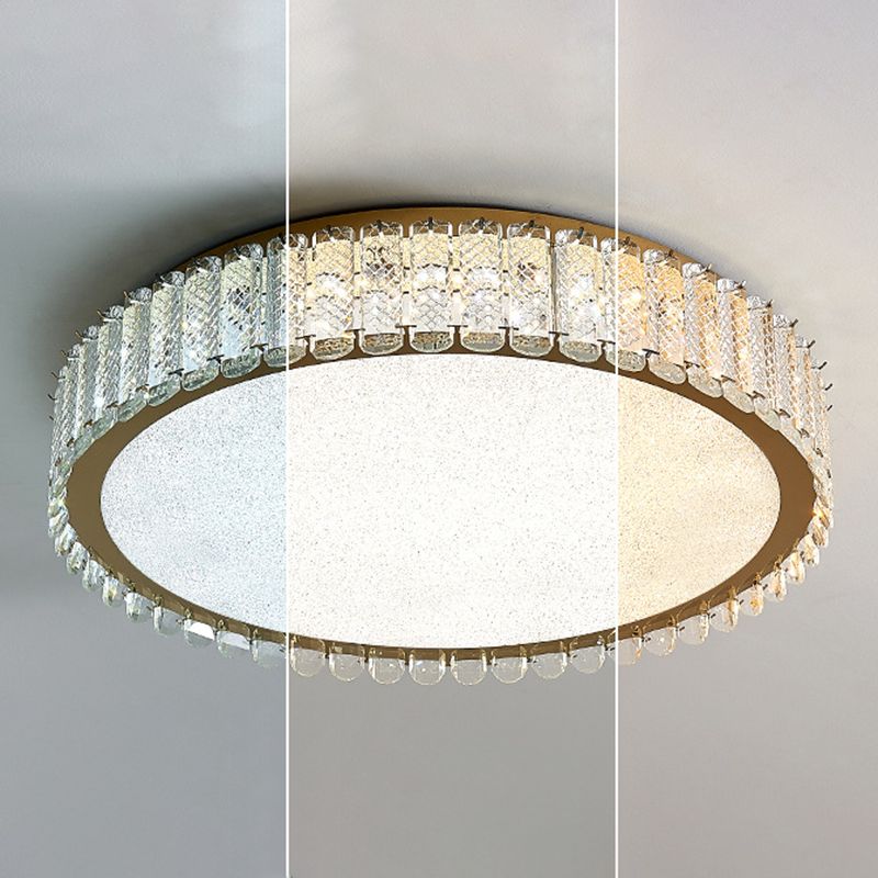 1-Light Drum Flush Ceiling Lights Modern Crystal Flush Light