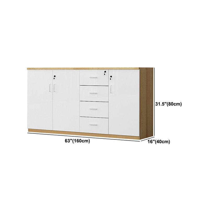 Locking Drawers File Cabinet Wood Storage Shelves Modern Lateral File Cabinet for Office