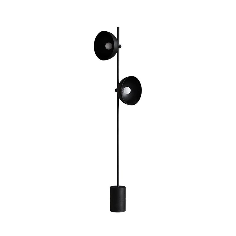 Minimalist 2 Bulbs Reading Floor Light with Metal Shade Black Finish Semicircle Standing Floor Lamp