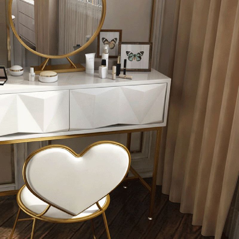 15.74" Wide Glam Makeup Vanity Desk Bright White Vanity Tables with 2 Storage Drawers