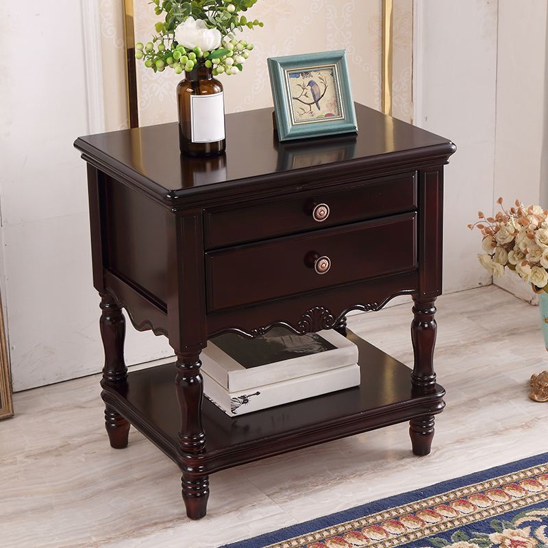 Rubber Wood Bedside Cabinet Traditional Nightstand for Living Room , 23"W X 25" H