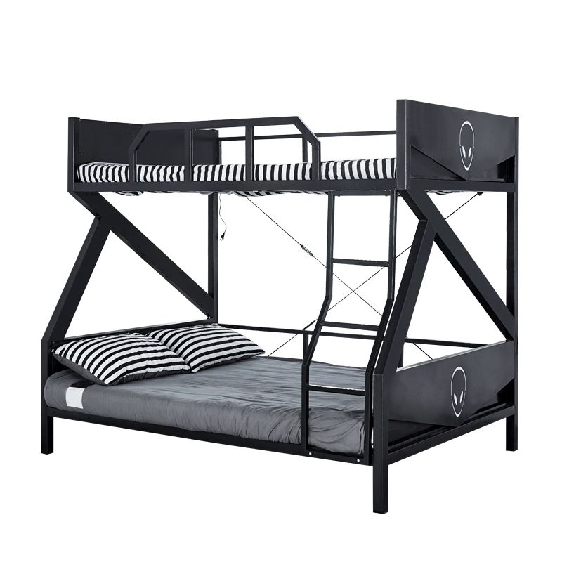 Queen Over Queen Standard Bunk Bed Modern Metal Bunk Bed in Black