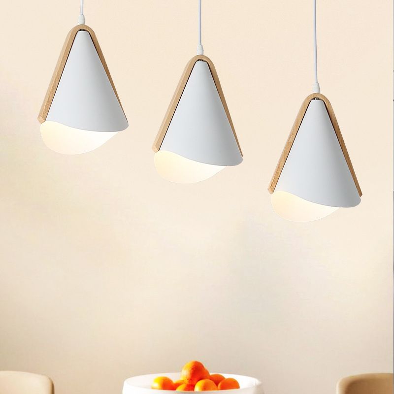 Cone Shade 3-Lights Modern Simple LED Style Hanging Ceiling Lights in White