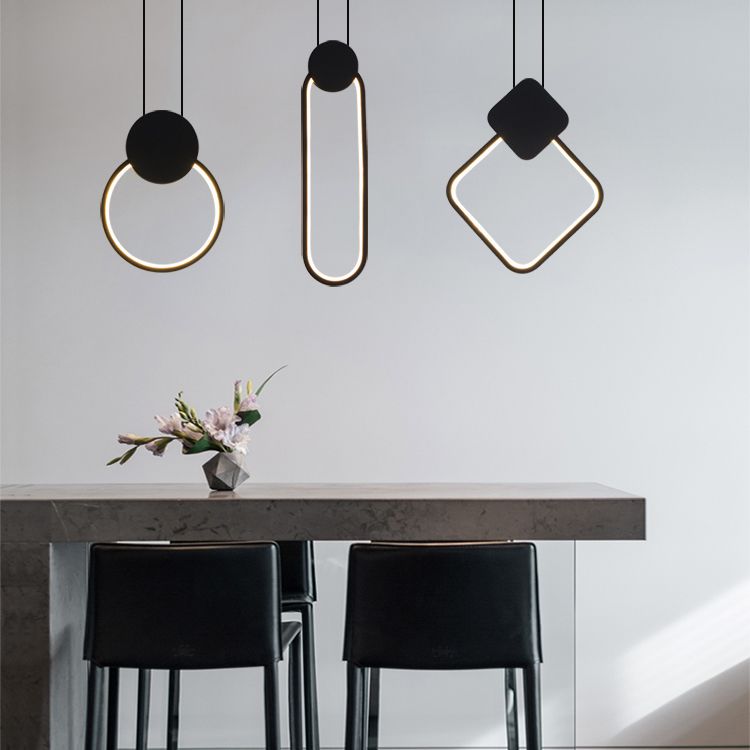 Géométrie Forme Pendant Light Métal contemporain 1 Éclairage pendentif clair en noir