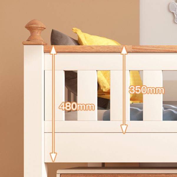 Contemporary Brone Nursery Crib Solid Wood Standard Bunk Bed with Guardrail