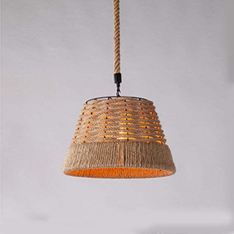 Vintage Hemp Rope Pendant Light LED American Country Style Hemp Rope Pendant Light