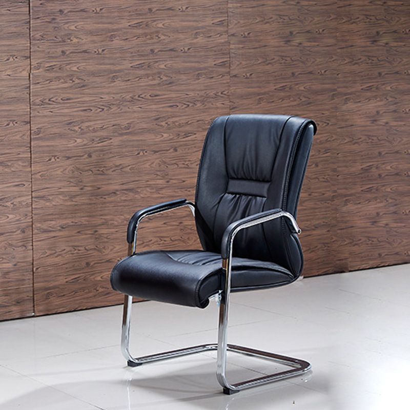 Padded Arms Leather Office Chair Upholstered Back Desk Chair