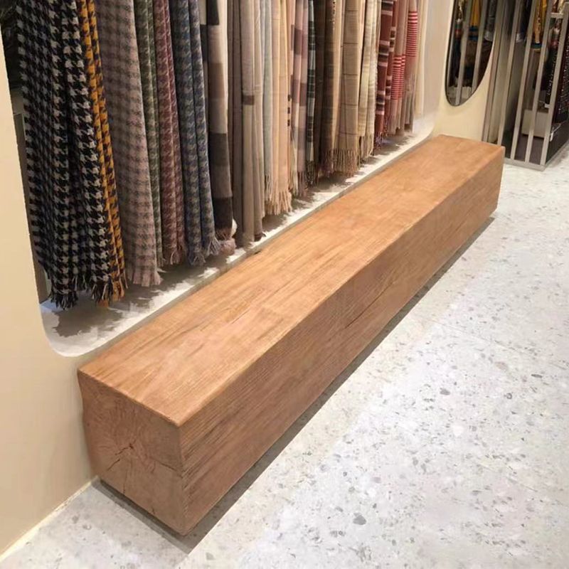 Modern Backless Entryway Seating Bench Solid Wood Rectangle Bench