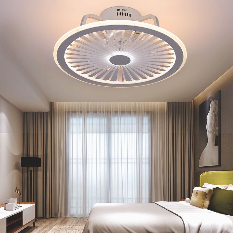 Lampada a ventola del soffitto del soggiorno rotondo Metallic MODERN LED SEMI FLUSH LAMO