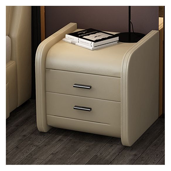 Leather 19.29 H Nightstand Contemporary Night Table with Drawers