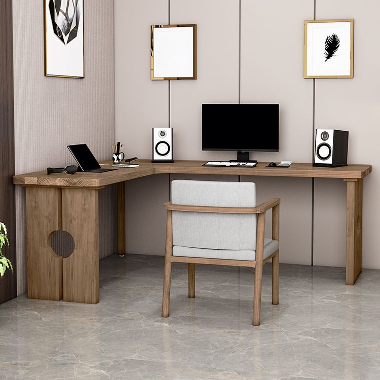 Contemporary Solid Wood Office Desk L-Shape Writing Desk for Office