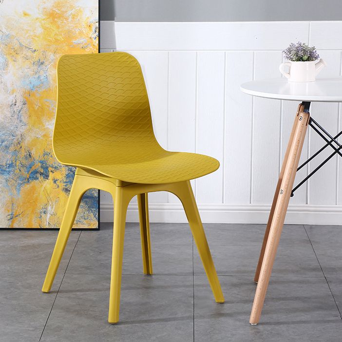 Contemporary Plastic Patio Dining Side Chair Solid Back Dining Side Chair