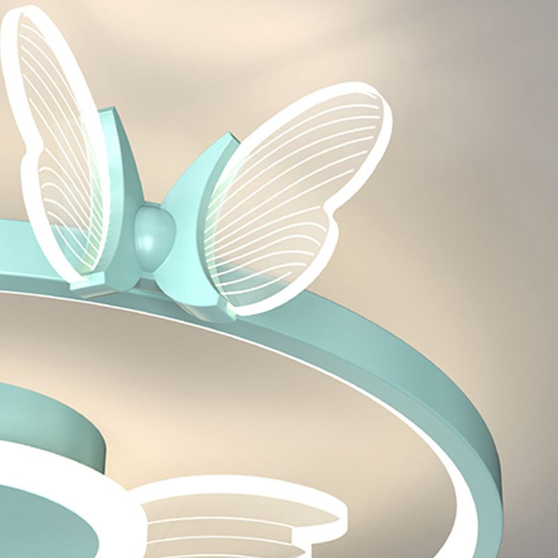 Chlidren Style Ceiling Fan Light LED Butterfly Ceiling Mount Light with Acrylic Shade