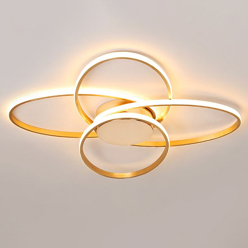 Gold überlappende Deckenleuchte, nordische LED-Acryl-Unterputzlampe für Wohnzimmer