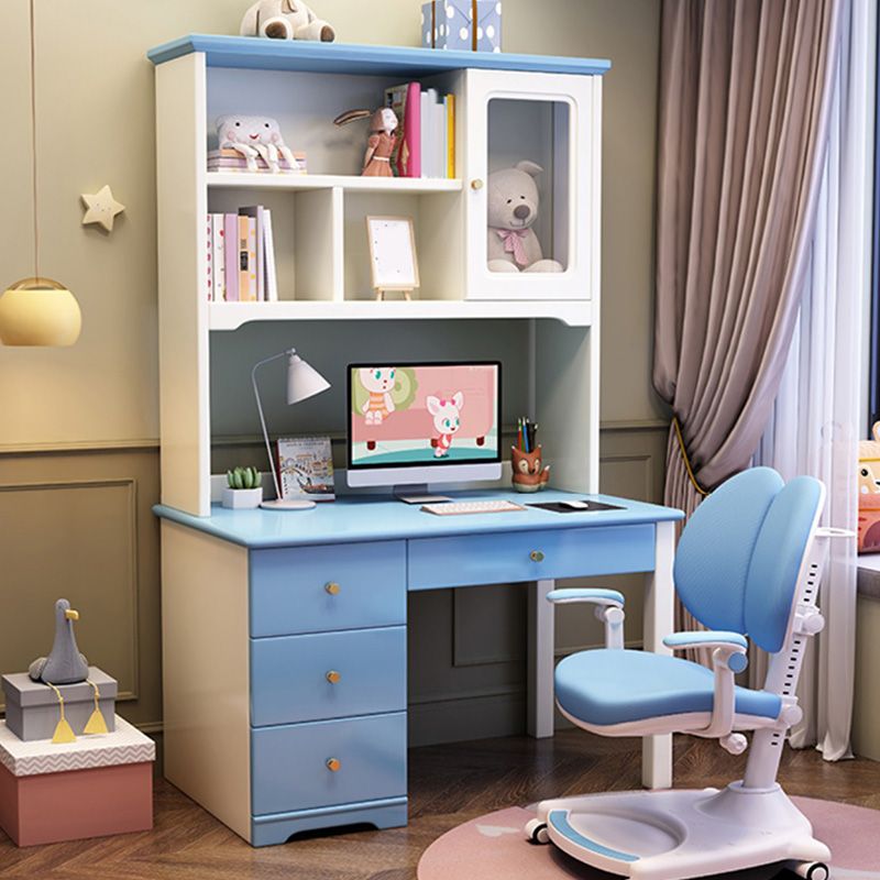 Writing Desk with Bookshelf 23.6"W Kids Desk Solid Wood Child Desk