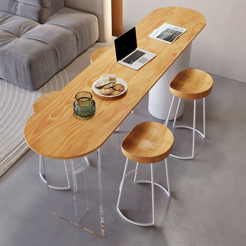 Contemporary Solid Wood Top Oval Bar Dining Table for Living Room