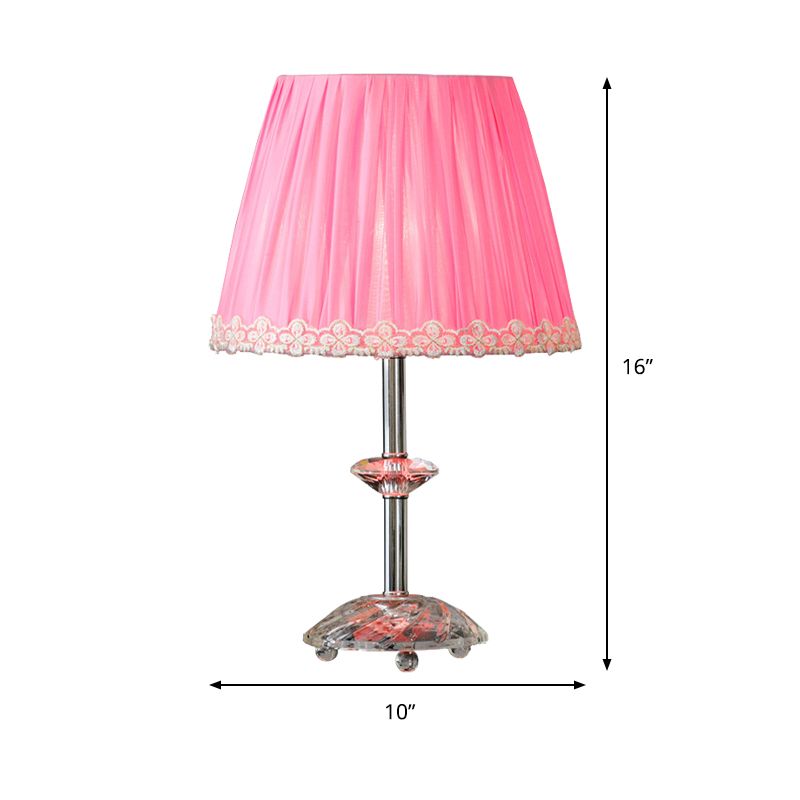 Empire Shade Night Table Light Simplicity Clear Crystal 1-Light Pink Nightstand Lamp for Living Room