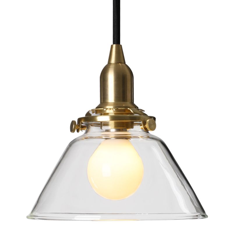 Clear 1 Light Cone Pendant Lamp  Industrial Minimalist  Glass Hanging Lamp for Living Room