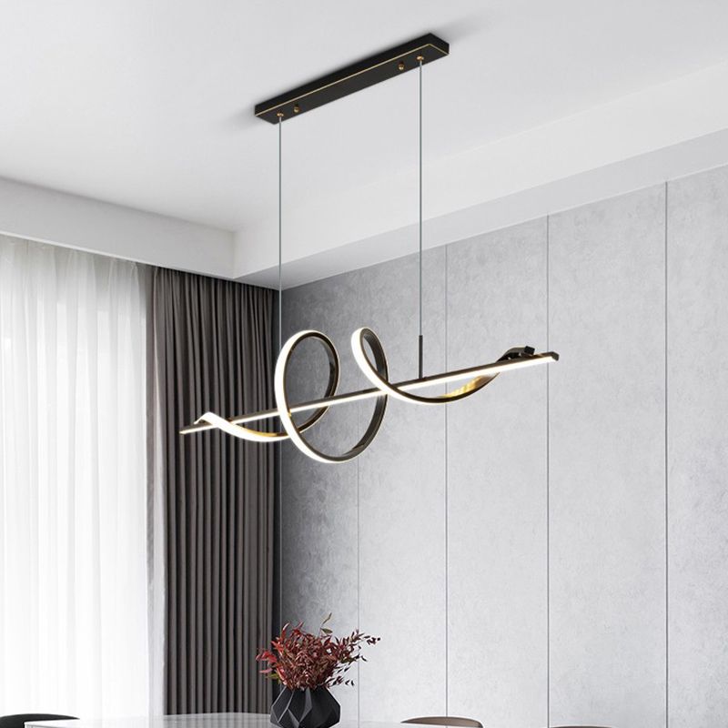 Metal Contemporary Linear Shape Pendant Light with Silicone Shade for Living Room