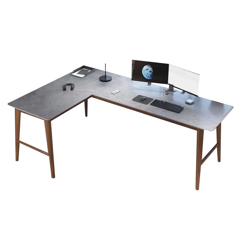 Contemporary Stone Office Desk L-Shape Writing Desk for Office