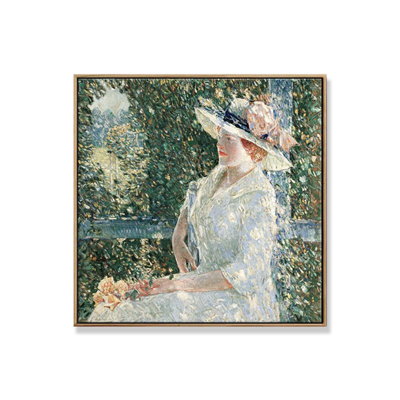 Lady Wall Art Decor Soft Color Vintage Square Canvas Print for Dining Room, Multiple Sizes