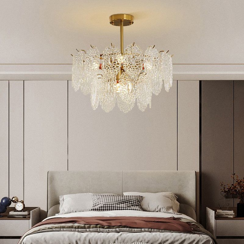 Glass Drum-shaped Semi Flush Ceiling Light Contemporary Semi Flush