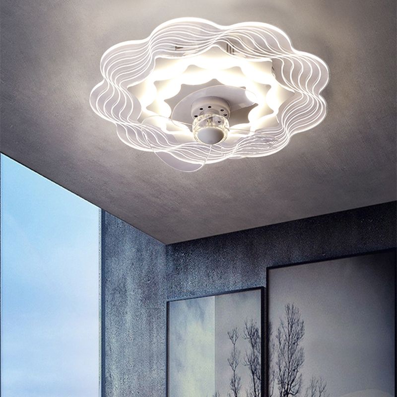 Modern Style Ceiling Fan Lamp LED Ceiling Mount Light with Acrylic Shade for Living Room