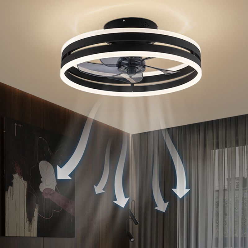 Acrylic Loop Shaped Fan Lamp Simplicity LED Semi Flush Mount Ceiling Light Fixture for Bedroom